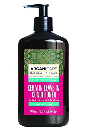 Arganicare Keratin Hydrating Leave In Conditioner with Certified Organic Moroccan Argan Oil and Keratin for dry and damaged hair 13.5 fl oz