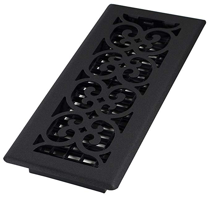Decor Grates ST412 Scroll Floor Register, Textured Black, 4-Inch by 12-Inch