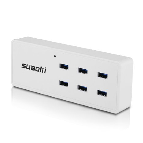 Suaoki Reversible-plug 50W 6-Port USB Charging Station Multi-Port USB Charger Desktop Hub Tir-c Technology for iPhone 6s  6  6 Plus iPad Air 2  mini 3 Galaxy S6  Edge  Plus Note 5 and More White