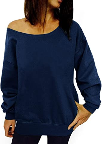 Dutebare Women Off Shoulder Sweatshirt Slouchy Shirt Long Sleeve Pullover Tops