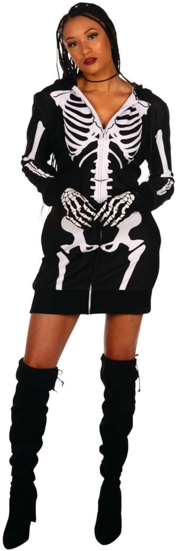 Tipsy Elves’ Women's Skeleton Costume Dress - Cute Spooky Black and White Halloween Outfit