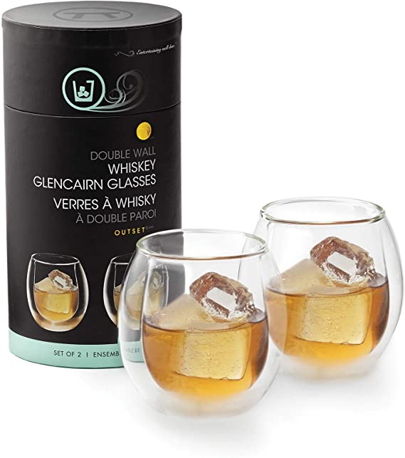 Outset Double Wall Whiskey Glasses, Borosilicate Glassware