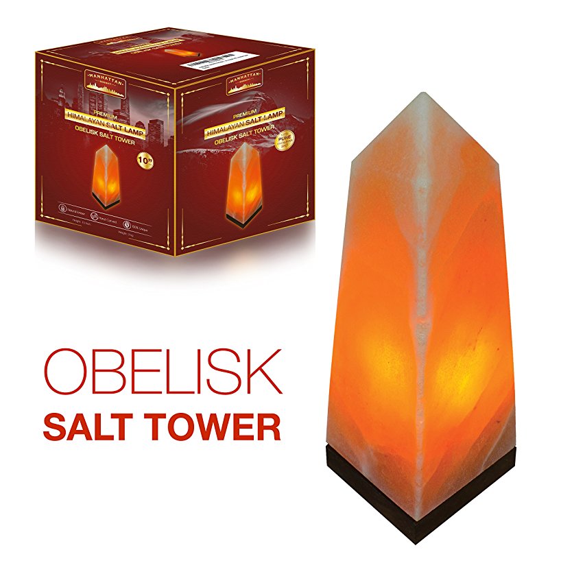Manhattan Serenity Himalayan Salt Lamp. Serenity salt tower design with 6ft UL-Certified dimmer switch and 15watt bulb. Authentic Carved Himalayan rock crystal with neem wooden base.