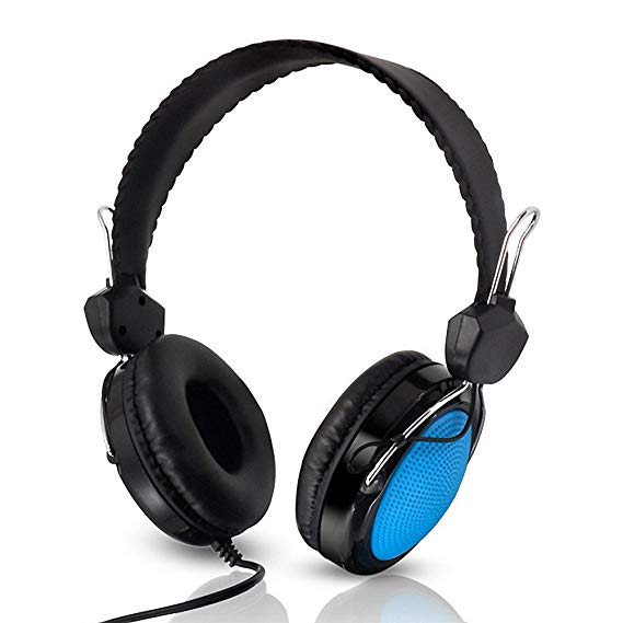 Kasstino DJ Style Wired Adjustable Headphones for Kids Boys Girls Childrens Teens Lightweight Over-Ear Stereo Headphone for Music PC MP3 MP4 iPod iPhone iPad Tablets (StyleA-Blue)