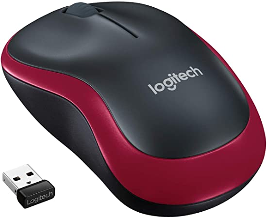 Logitech M185 Wireless Mouse, 2.4GHz with USB Mini Receiver, 12-Month Battery Life, 1000 DPI Optical Tracking, Ambidextrous PC/Mac/Laptop - Red