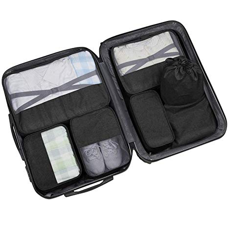 ONSON Packing Cubes, 7Pcs Luggage Packing Organizers, Lightweight Travel Cubes Clothing Sorting Packages with Wet Towels Bag