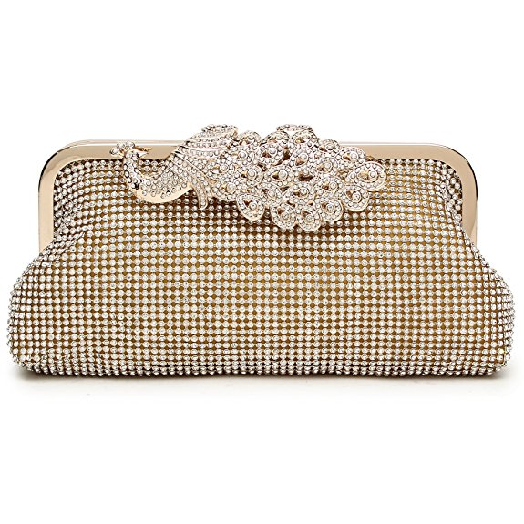 Womens Evening Bag with Rhinestones Crystal Clutch for Wedding and Party