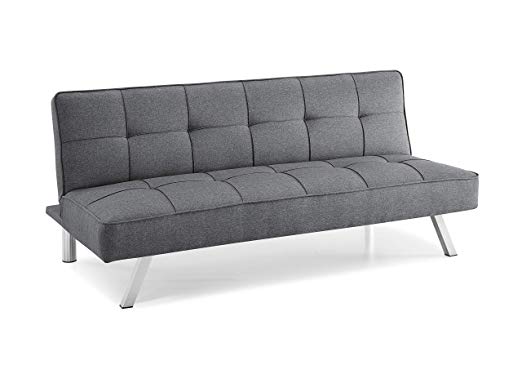 Pearington PEAR-GRY-0435 Multifunctional Convertible Sofa, Couch, Lounger, Bed-Durable Metal Legs on Frame, Grey Futon,