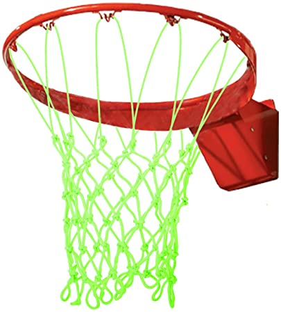 Glow in The Dark Basketball Net Outdoor,Heavy Duty Basketball Net Replacement - All Weather Anti Whip.12 Loops Standard Size Night Basketball Sports Gift for Pool Sports School