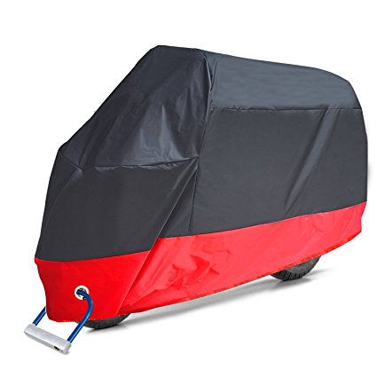 Aoafun polyester coated polyester cloth 190T Waterproof motorcycle cover, 2 stainless steel locks Design, 2 air vents, durable (XXL- 265*125*105 CM)