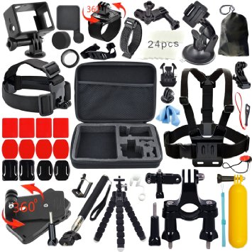 Erligpowht Sports Action Camera Accessories for GoPro Hero 4 Session Hero 1 2 3 3  Essential Bundle Kit for SJ4000 SJ5000