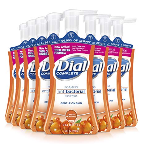 Dial Complete Antibacterial Foaming Hand Soap, Omega Moisture, 7.5 Fluid Ounces (Pack of 8)
