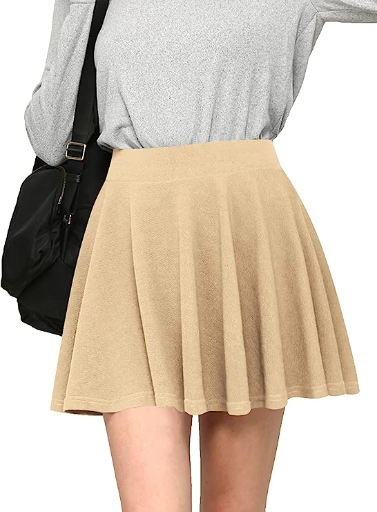 Made By Johnny Women's Casual Stretchy Flared Pleated Mini Skater Skirt with Shorts