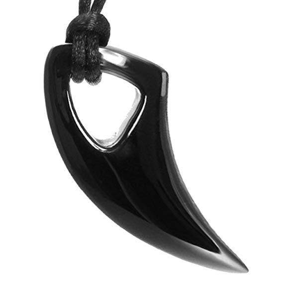 Mens Stainless Steel Wolf Tooth Pendant Necklace with Free Cable 22-26 Inches