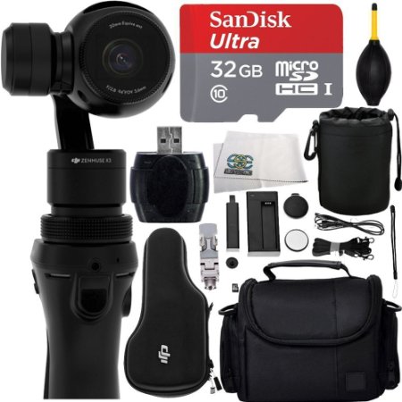 DJI Osmo Handheld 4K Camera and 3-Axis Gimbal 32GB Bundle 6PC Accessory Kit Includes SanDisk Ultra 32GB MicroSDHC Class 10 UHS Memory Card  High Speed Memory Card Reader  MORE