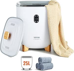 VEVOR Towel Warmer 25L, Towel Warmer Bucket with 2 Heating Modes, 20/40/60/90 Min Auto Shut Off, Bottom Heating Columns, LED Screen, Large Towel Warmer for Bathroom, Spa, Bathrobe, Blanket & Pajama