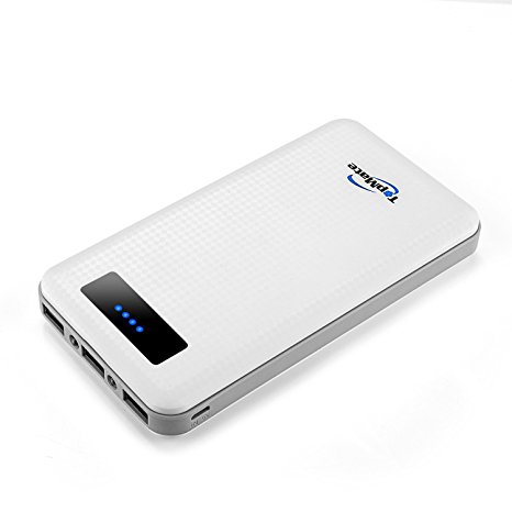 TopMate Power Bank, 20000mah Three-Port External Battery Portable Charger with LED Light Easy to Carry for Galaxy S6 and S6 Edge, Iphone 6s, Iphone 6 Plus(White, Black)