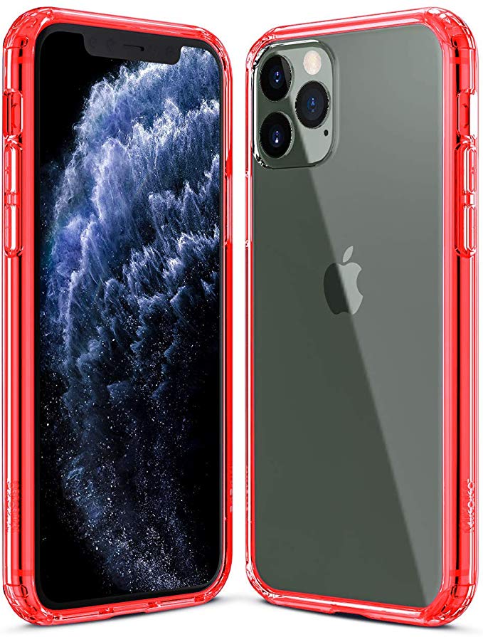 Mkeke Compatible with iPhone 11 Pro Case, Clear Anti-Scratch Shockproof Cases Cover for iPhone 11 Pro 5.8 inch-Red