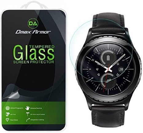 Samsung Gear S2 Classic Glass Screen Protector Updated Version Cover The Full Screen Dmax Armor- Ballistics Tempered Glass Anti-Scratch Anti-Fingerprint Round Edge 03mm- Retail Packaging