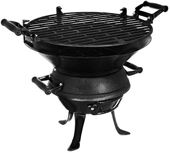 LIVIVO Round Cast Iron Outdoor Patio BBQ Barbecue Barbeque Fire Pit - Outdoor Fireplace Heater for Garden Camping BBQ Picnics Holiday Festivals Heater For Logs & Charcoal