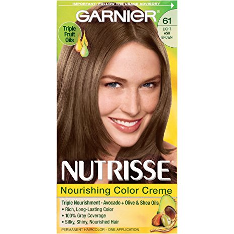 Garnier Nutrisse Nourishing Color Creme, 61 Light Ash Brown (Mochaccino) (Packaging May Vary)