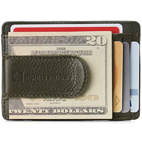 Alpine Swiss RFID Dermot Money Clip Front Pocket Wallet For Men Leather