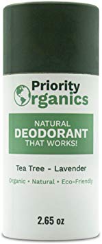 Priority Organics - Natural, Organic Deodorant - Plastic-Free, Healthy & Safe (Tea Tree - Lavender, 2.65)
