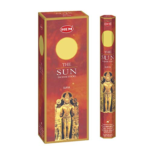 HEM Sun Incense Sticks- Box of Six, 20 Gram Tubes each