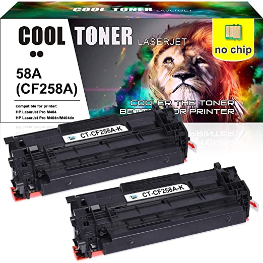 Cool Toner Compatible Toner Cartridge Replacement for HP 58A CF258A Toner for Laserjet Pro MFP M428fdw M404dn M404n M428fdw M304 M404dw MFP M428fdn Printer Toner (Black, No-Chip, 2-Pack)