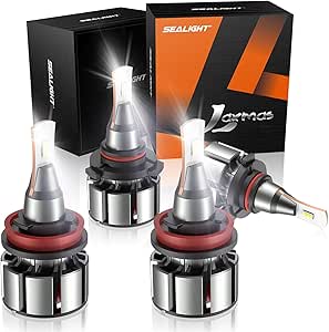 SEALIGHT 9005 H11 Bulbs, 48000 LM Super Bright, 6000K Cool White, ATV/UTV HB3 H9/H9/H16 Fog Lights, Plug-N-Play, Pack of 4