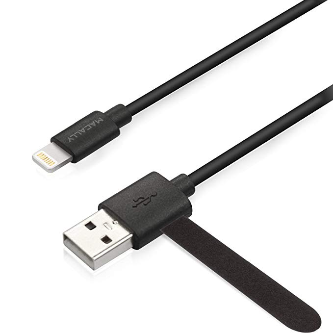 Macally [Apple MFI Certified] Lightning to USB Cable with Tangle Free Cable Management - 10 Feet - Black