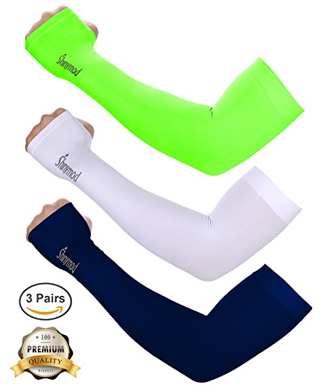 Shinymod UV Protection Cooling Arm Sleeves for Men Women Sunblock Cooler Protective Sports Gloves Running Golf Cycling Basketball Driving Fishing 1 Pair/ 3 Pairs Long Arm Cover Sleeves