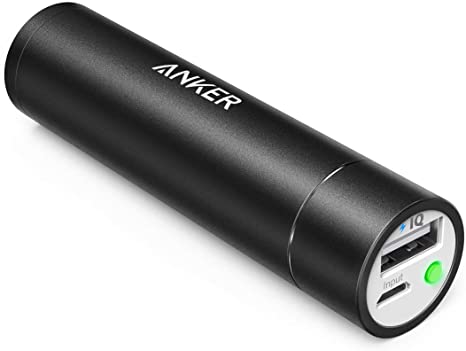 Anker PowerCore  Mini, 3350mAh Lipstick-Sized Portable Charger (Premium Aluminum Power Bank), One of The Most Compact External Batteries, Compatible with iPhone Xs/XR, Android Smartphones and More
