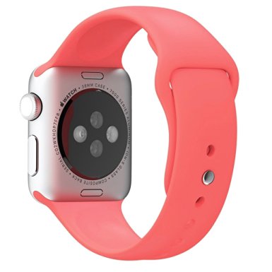 Apple Watch Band - LNKOO® Soft Silicone Sport Style Replacement iWatch Strap bands for Apple Wrist Watch 42mm Models Formal Colors S/M Size (Pink-42mm)