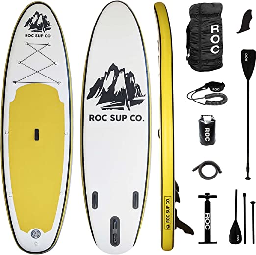 Roc Inflatable Stand Up Paddle Board with Premium sup Accessories & Backpack, Non-Slip Deck, Waterproof Bag, Leash, Paddle and Hand Pump.