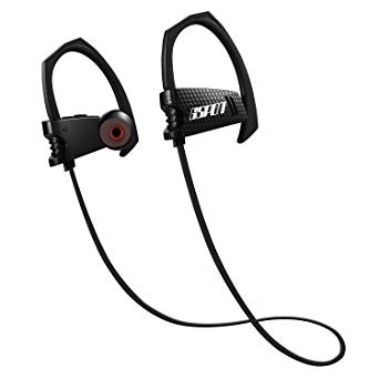 GSPON Wireless Bluetooth Headphones, In Ear Sports Earphones HD Stereo Sweatproof Sports Headset with CVC 6.0 Noise Cancelling and Mic (Black)