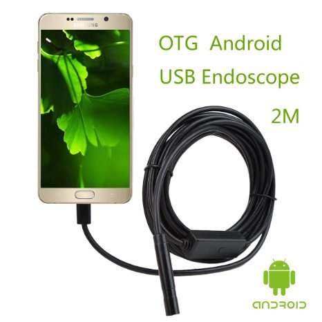 Ehome USB Endoscope, 6LED 7mm Borescope Waterproof Inspection Snake Camera support Android System with OTG Function(6.56ft/2m)