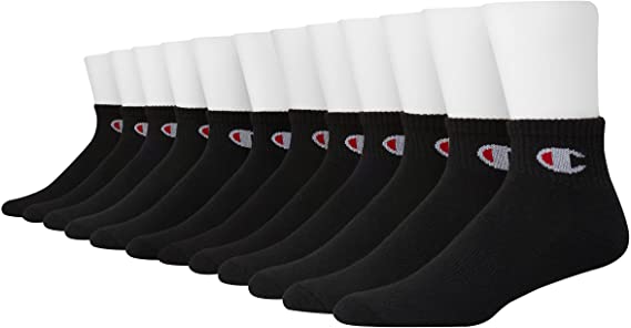 Double Dry Moisture Wicking Champion Logo 6 or 12 Pack Ankle Socks