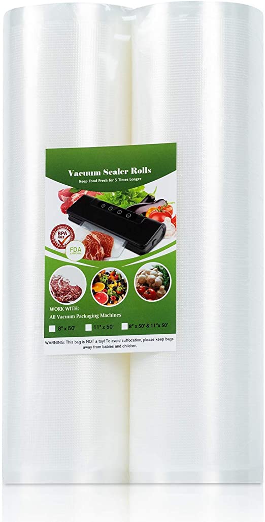 Food Storage Saver Bags Rolls 11" x 50' Vacuum Sealer Bags Rolls, BPA-Free, Heavy Duty Commercial Grade Vacuum Rolls