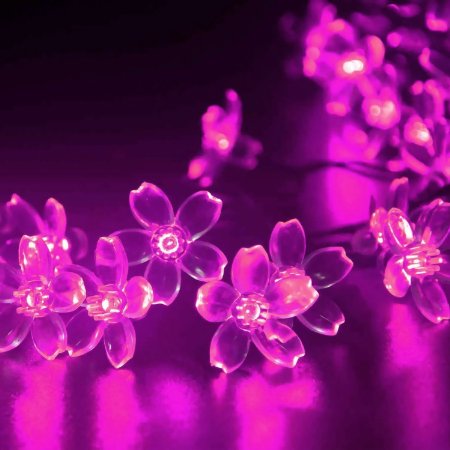 ANNT Solar Powered 164ft 50 LED Peach Blossom String Lights for Gardens Lawn Patio Christmas Trees Weddings Parties Decorations waterproof 50 LED pink