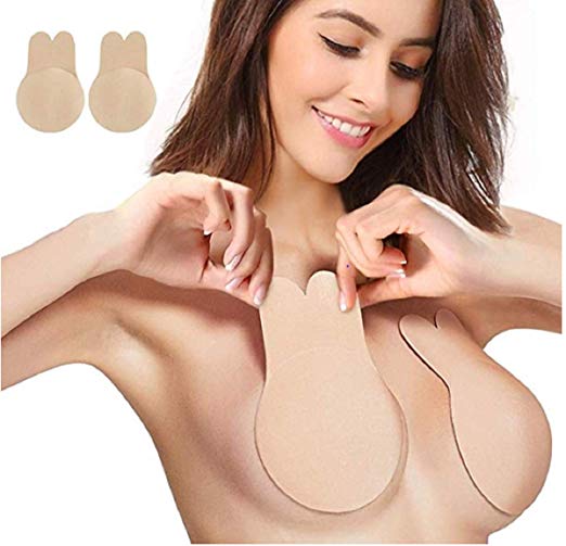 Women Nipplecovers Adhesive Breast Lift Tape Reusable Bra Beige and Black