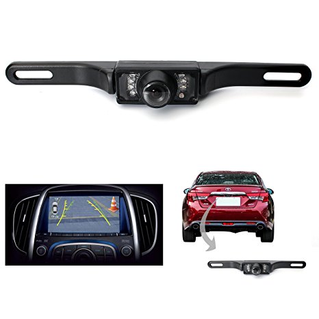 Moonet License Plate Mount Rearview Camera CCD Backup Rearview Camera 7LED Light Night Vision
