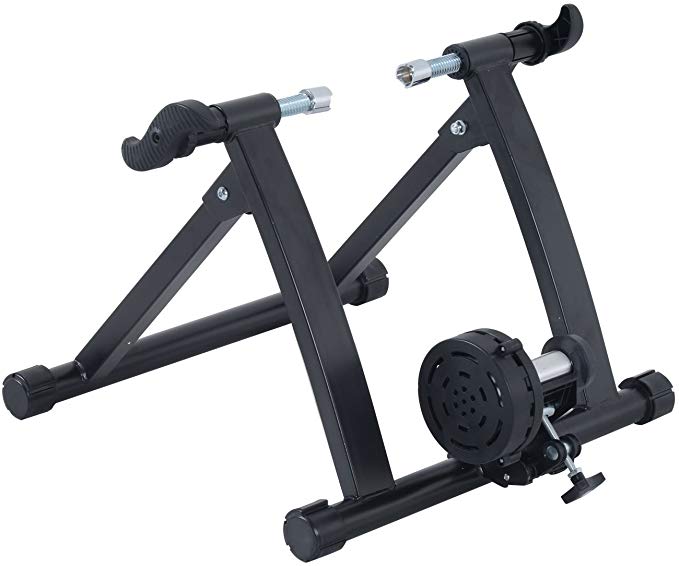 Homcom Quiet Indoor Bicycle Magnetic Foldable Turbo Trainer - Black, 26 - 27 Inch