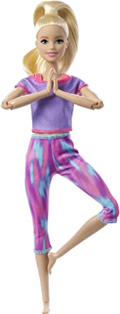 Barbie Made to Move Doll with 22 Flexible Joints & Long Blonde Ponytail Wearing Athleisure-wear for Kids 3 to 7 Years Old