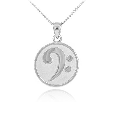 925 Sterling Silver Music Note Pendant Bass Clef Necklace