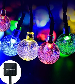 Solar String Light globe,20ft 30 LED Solar Powered String Fairy Bubble Shaped Lights For Outdoor Party Wedding Garden Christmas party Decor( Multicolor)
