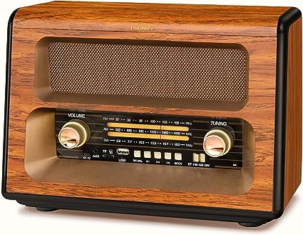 PRUNUS J-199 Retro Radio Portable AM FM SW Vintage Radios with Bluetooth, AC Powered or Battery Operated Tabletop Transistor Radio with Best Reception, Loud Speaker, Support AUX/TF Card/USB Disk