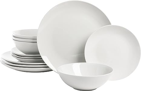 10 Strawberry Street Simply Coupe 12 Piece Dinnerware Set, White