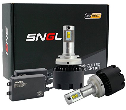 SNGL Super Bright LED Headlight Conversion Kit - Adjustable-Beam Bulbs - H15 ( High Beam/DRL ) - 110w 12,400Lm - 6000K Bright White - 2 Yr Warranty