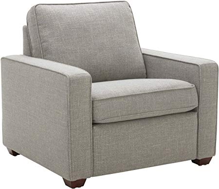 Rivet Andrews Contemporary Chair with Removable Cushions, 40"W, Light Grey